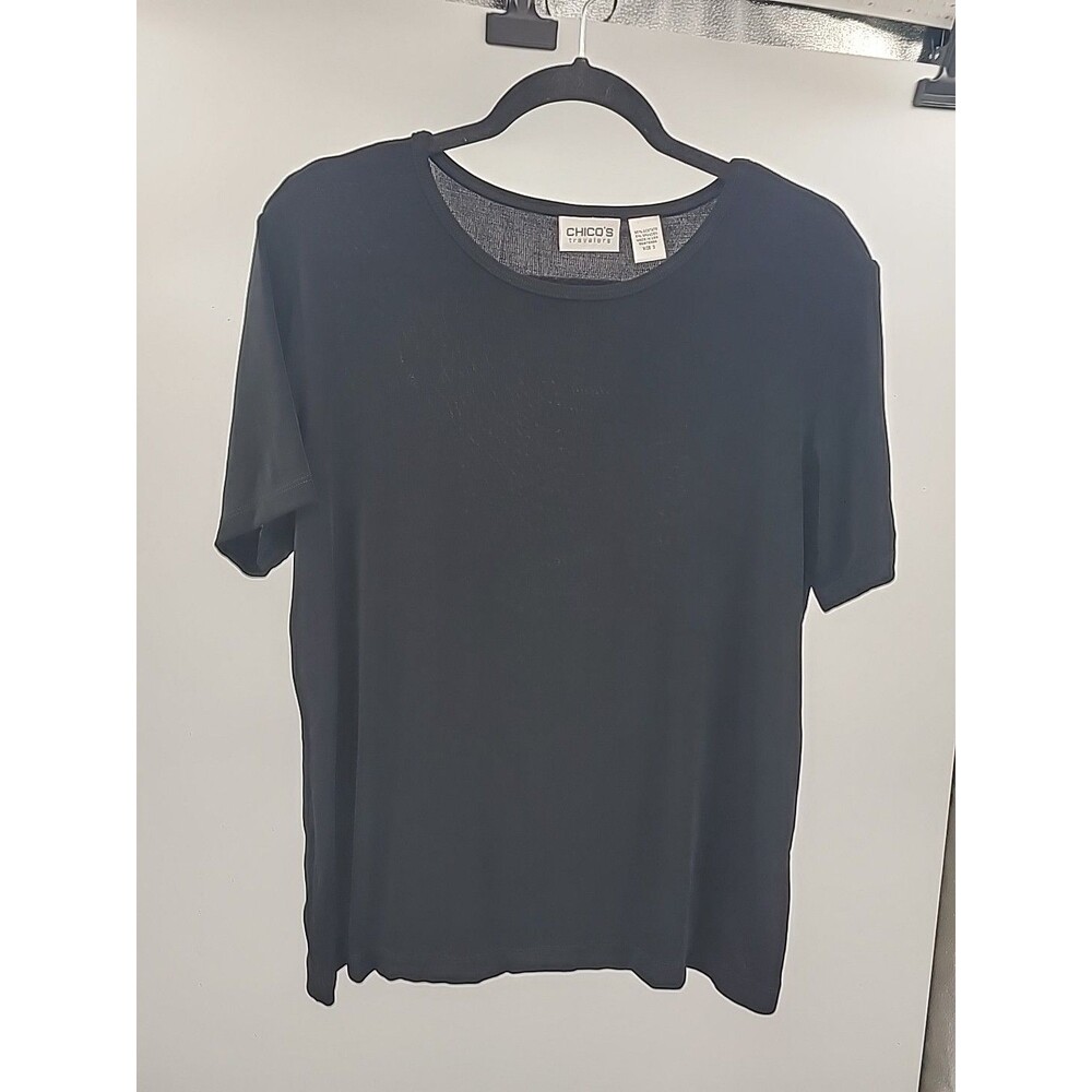 Chico's Travelers Madison Black Slinky Top Sz XL Travel Basic Capsule Neutral